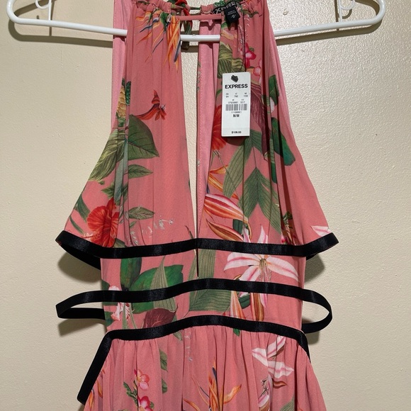 Express Floral Maxi Dress Open Sides Cutout Pink Size M (Medium) NWT - Picture 2 of 4